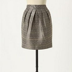 Anthropologie Tabitha Avant Tweed Pleated Mini Work Light Academia Skirt SZ 4